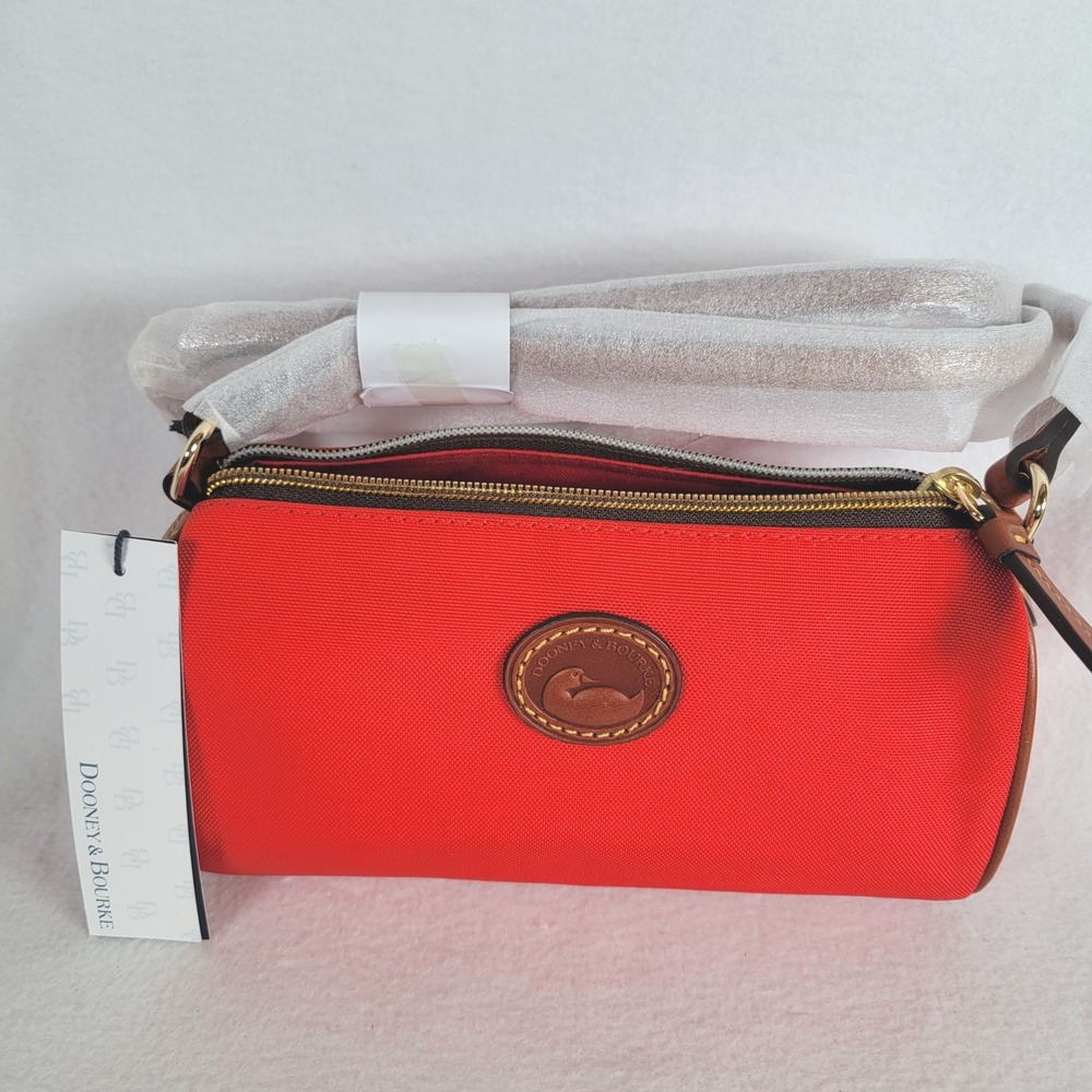 Dooney & Bourke Womens Buffy Crossbody Nylon Leather Trim Size Small Red